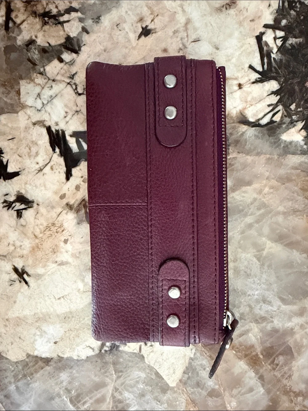 Genuine Leather Fossil Women's Long Wallet - Burgundy